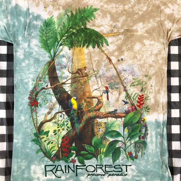 Rainforest 1991 Liquid Blue Vintage All Over Tie T - Picture 4 of 11